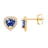 14K Sárga arany CZ Halo Heart Stud fülbevalók, visszalépéssel, nők, Unisex