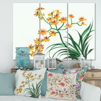 Designart 'Sárga szüreti orchideák a fehér' hagyományos vászon fali művészet
