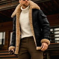 Zunfeo téli kabát férfiaknak-nyugodt Fit Zip-up alkalmi szilárd klasszikus hajtóka Fau szőrme hosszú ujjú Gyapjú kabát
