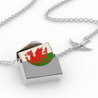 Medál nyaklánc Wales zászló régió: Egyesült Királyság ezüst borítékban Neonblond