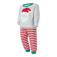 Christmas Family Matching Pajamas Sets Santa Print Tops Striped Pants Xmas Sleepwear Holiday Loungewear Jammies Pjs