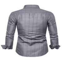 Férfi divat hosszú ujjú kockás gomb lefelé ing alkalmi ruha ing méret M-5XL