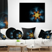 Designart szimmetrikus kék narancssárga fraktálvirág - Absztrakt dobás párna - 16x16