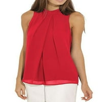 Bomotoo női nyári felső egyszínű pólók kötőfék Tartály felsők laza pulóver Vattion blúz piros 3XL
