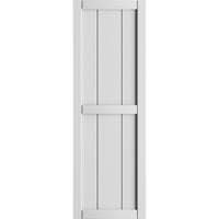 Ekena Millwork 1 8 W 73 H True Fit PVC, Három tábla keretes tábla-N-Batten redőnyök, fehér