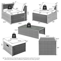 Patiojoy minden időjárási PE Rattan terasz bútor szett kültéri helytakarékos szekcionált kanapé készlet tároló Bo Fekete