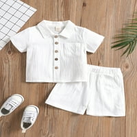 Springcmy Toddler Kids Baby Boys Pamut vászon ruhák készlet rövid ujjú gomb le ing felső és rövidnadrág nyári ruha