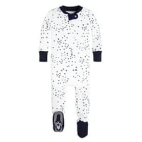 Burt ' s Bees Baby Baby Boy alvó pizsama, organikus pamut cipzáras Csúszásmentes Footie Snug Fit PJs