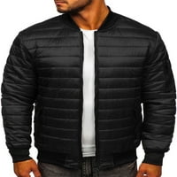 Férfi Pamut Párnázott kabát Lighteight Zip Up Puffer kabát téli meleg szélálló felsőruházat zsebekkel