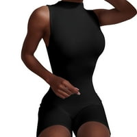 Elegáns Jumpsuits Női jóga Cipzár edzés Ujjatlan vékony, magas derék sport nadrág overall Fekete XL