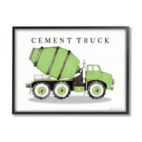 A Stupell Indpres Green Cement Truck Mixer Classic Construction jármű fekete keretes fali művészet, 20, tervező: Stephanie