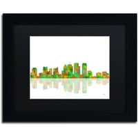 Védjegy Szépművészet Tampa Florida Skyline Canvas Art készítette: Marlene Watson Black Matte, Fekete Frame