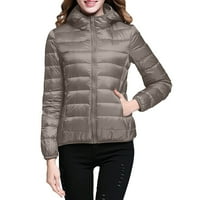 Jaycosin Női csomagolható kabát hosszú ujjú könnyű Puffer kabát kapucnis téli kabát, Fekete, S-XXL