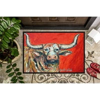 Carolines Treasures MW1281JMAT lásd piros Longhorn tehén ajtó szőnyeg, beltéri szőnyeg vagy kültéri üdvözlő szőnyeg
