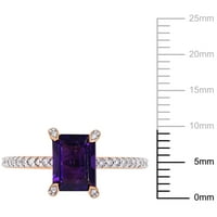 Miabella női 1- Carat T.G.W. Afro-ametisztia karát T.W. Diamond 10KT rózsa arany nyolcszög gyűrű