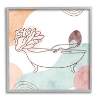 Pasztell geometriai fürdőkád virág botanikai és virágos grafikus art szürke keretes művészet nyomtatott fal art