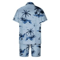 Yuwull férfi Hawaii ing szett tengerparti nyaralás Ouefit ruhák gomb Fel virág nyomtatott ing és rövidnadrág zsebekkel
